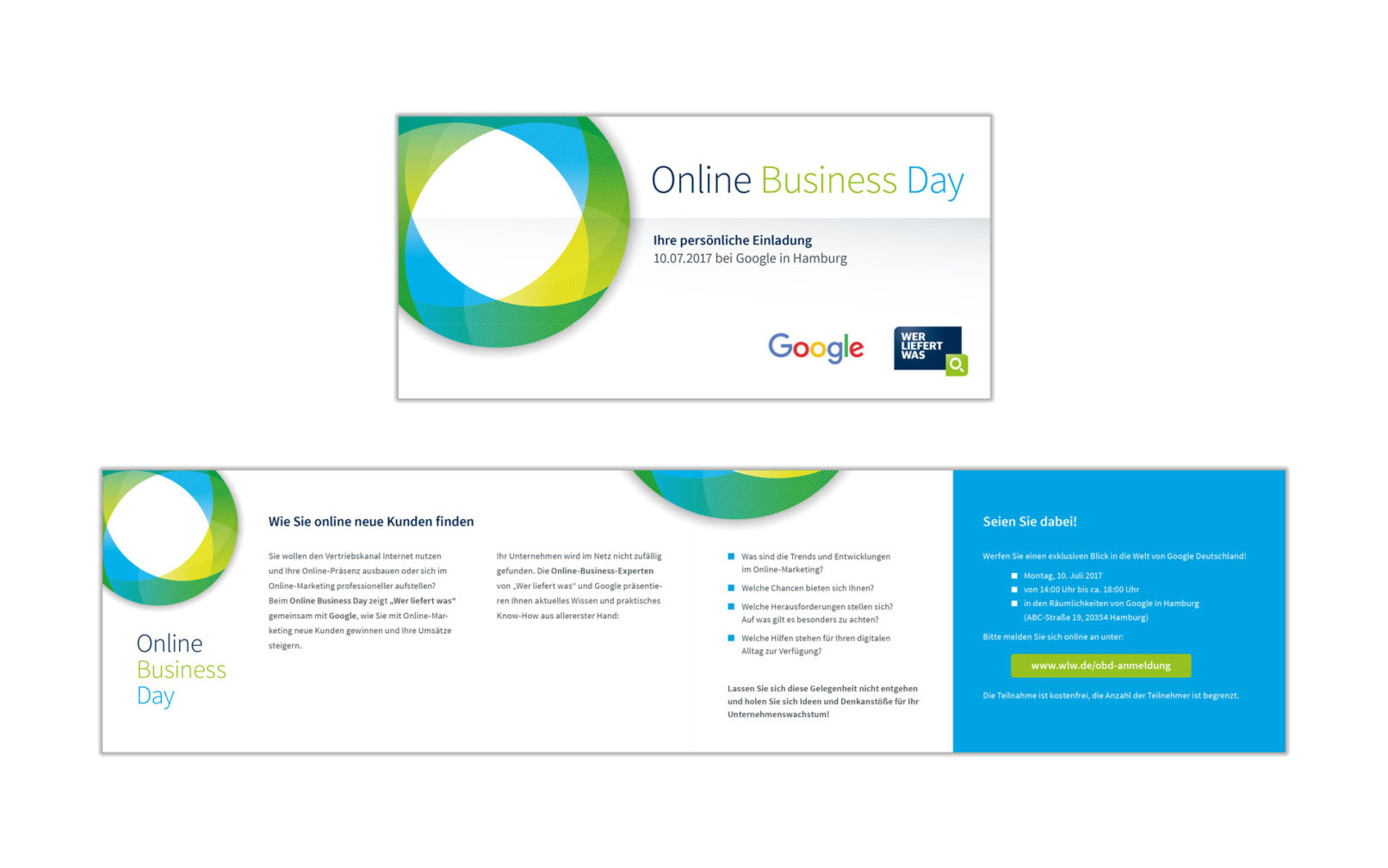 Einladung Flyer 4-seitig DIN-lang wlw Online Business Day
