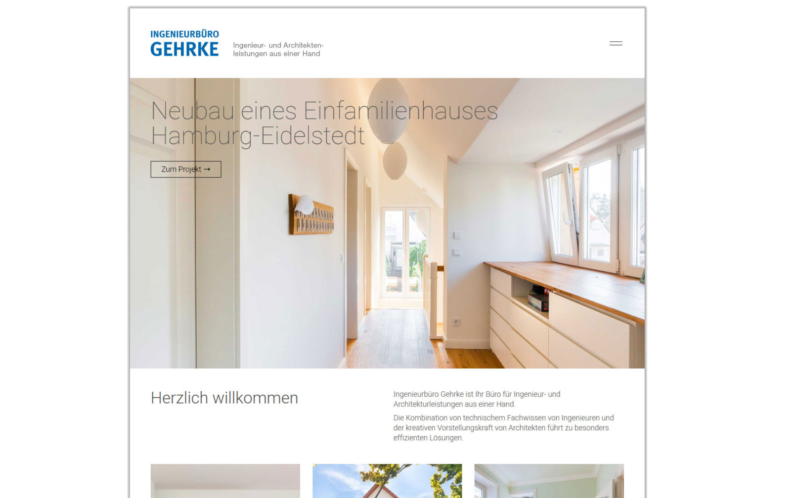 Website Ingenieurbüro Gehrke Startseite Ausschnitt